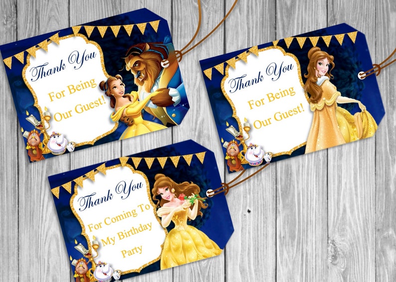 Beauty and the Beast Thank You Tags Beauty and the Beast | Etsy