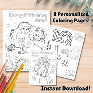 Mermaid Coloring Pages, Ariel Party Favors, Ariel Birthday, Party Favor, Ariel Coloring book, Mermaid Activities
