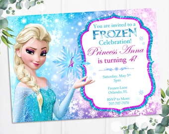 Frozen Invitation, Elsa Birthday Invitation, Snow Queen Invitation, Frozen Birthday Invitation, Kids Birthday Invitation, Personalized