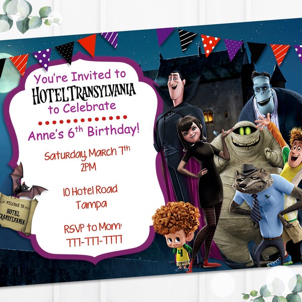 Hotel Transylvania Invitation, Birthday Invitation, Hotel Transylvania