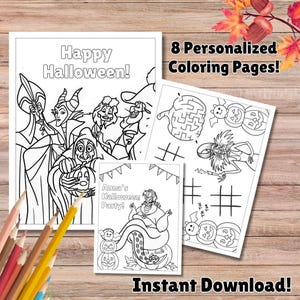 Villains Halloween Coloring Pages, Villains Party Favors, Villains Coloring Book, Editable Download, Halloween Coloring Pages