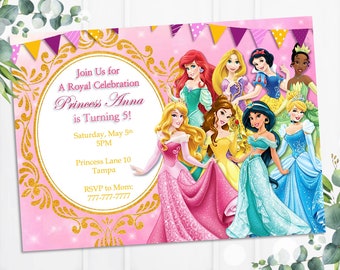 Princess Birthday Invitation, Birthday Invitation, Princess Invitation, Multi Princess Party