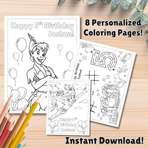 Peter Pan Coloring Pages, Peter Pan Party Favors, Peter Pan Coloring Book, Editable Download, Tinkerbell Coloring Pages, Instant Download