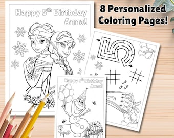 Frozen Coloring Pages, Frozen Party Favors, Frozen Birthday, Party Favor, Frozen Coloring book, Frozen Activities, Editable Digital Download