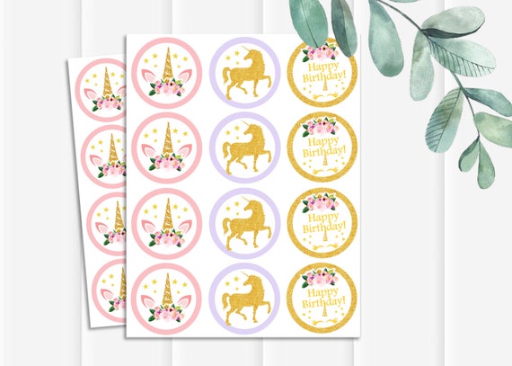 unicorn cupcake toppers printable unicorn cupcake decor etsy