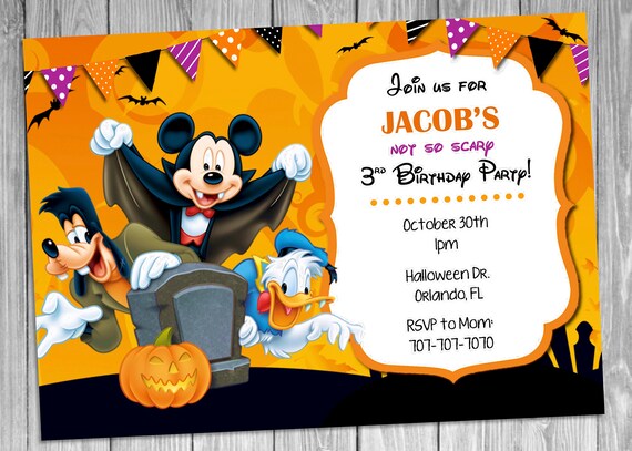 Mickey Mouse Halloween Birthday Party 2022 Mickey Mouse Halloween Birthday Invitation Halloween Party Etsy