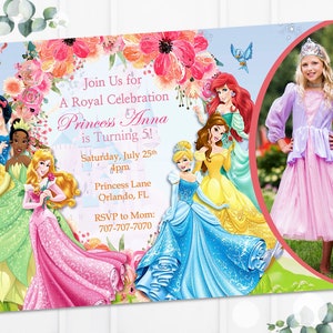 Princess Birthday Picture Invitation,  Princess Invitation, Birthday Invitation