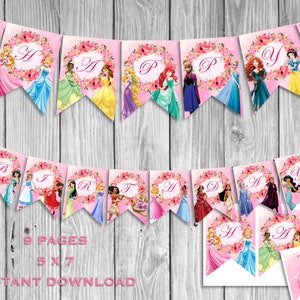 Princess Banner, Princess Birthday Banner, Princess Party Decor, Princess Printables, Princess Party, Digital Banner
