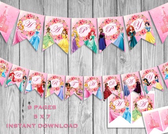 Princess Banner, Princess Birthday Banner, Princess Party Decor, Princess Printables, Princess Party, Digital Banner