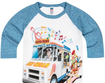 Ice Cream Truck Boys & Girls Summer Baseball Raglan T-Shirt