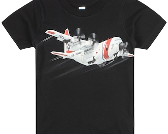 Propeller Airplane US Coast Guard Boys & Girls 100% Cotton T-Shirt