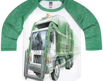 Garbage Truck Boys & Girls Baseball Raglan T-Shirt