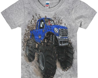 Boys & Girls 100% Cotton Big Blue Monster Truck T-Shirt