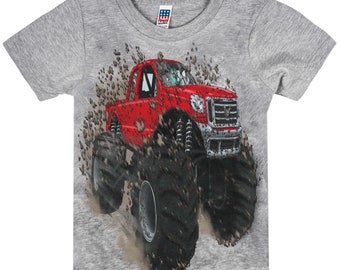 Boys & Girls 100% Cotton Big Red Monster Truck T-Shirt