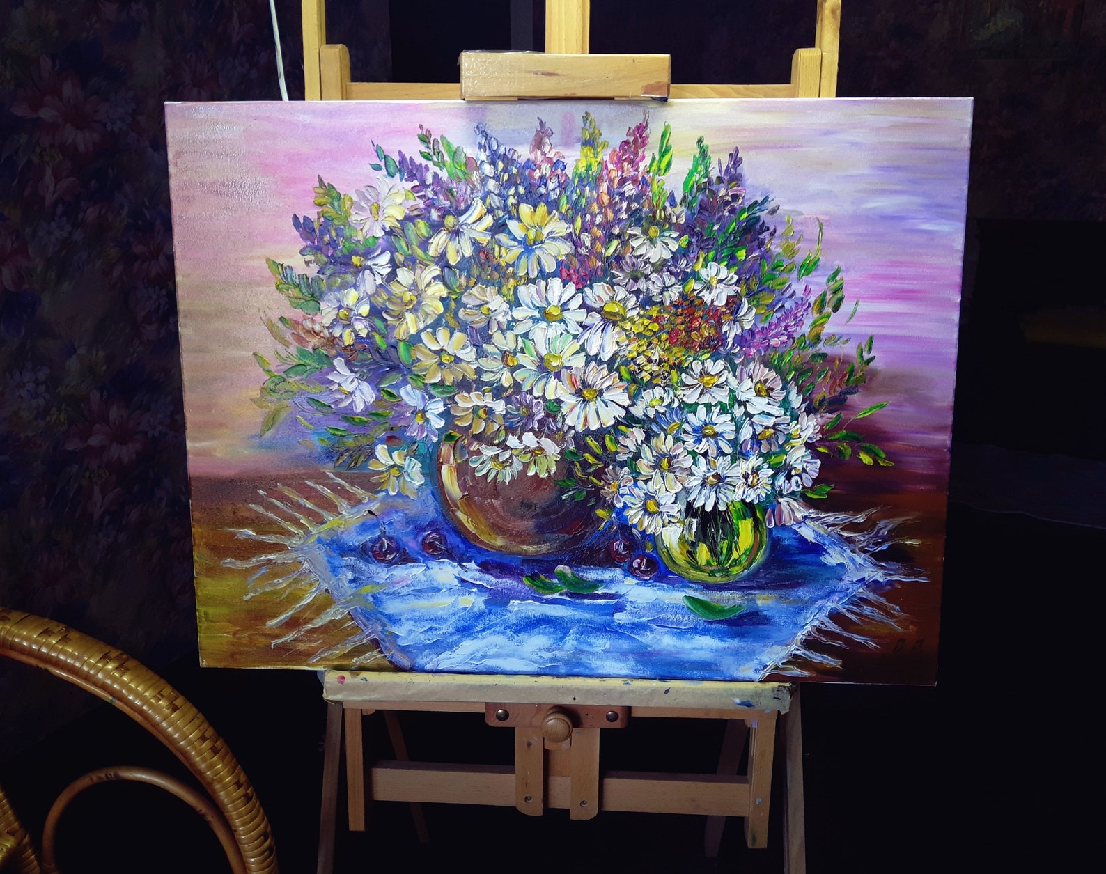 Oil painting on canvas Flowers art Flowers | Etsy