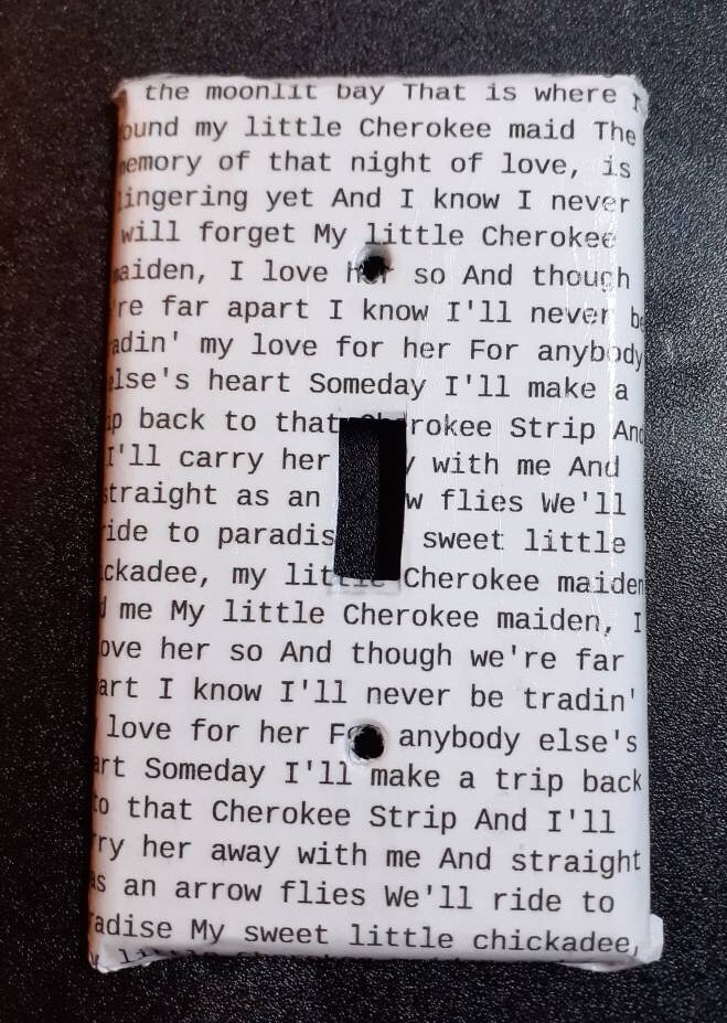 Custom song lyric light switch cover Etsy