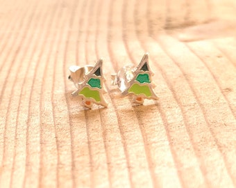 Sterling Silver Christmas Tree Earrings/ cute Christmas gift/ small dainty Christmas tree earrings/ secret Santa gift