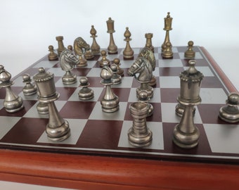 sccacchi Staunton metal Set chessboard Genuine Leather