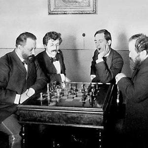 A rare chess set made from Karelian birch, prominent for being depicted in the most famous chess photograph of all time. image 2