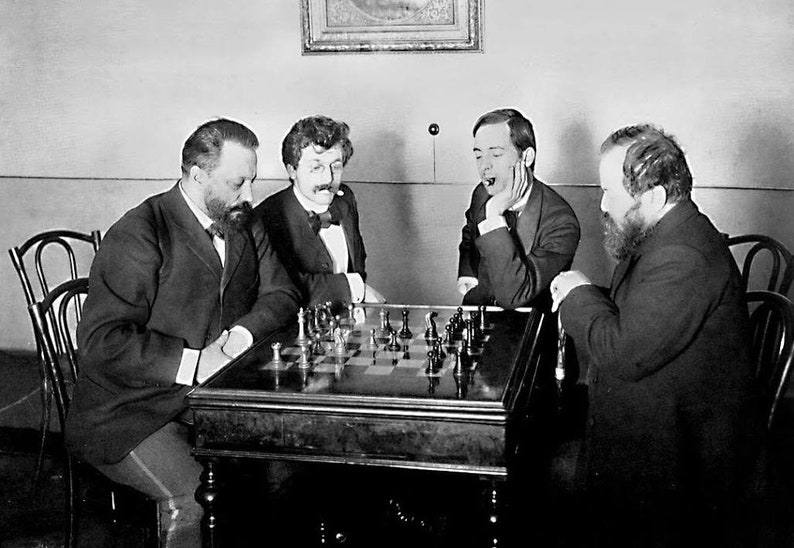 A rare chess set made from Karelian birch, prominent for being depicted in the most famous chess photograph of all time. image 2