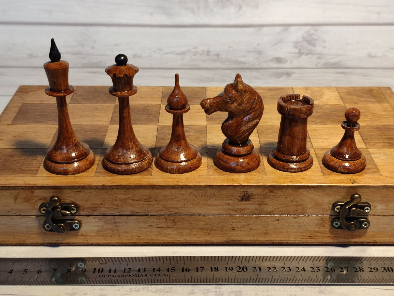 Large wooden chess set vintage. Antique wood chess set from Soviet Union craibas.al.gov.br