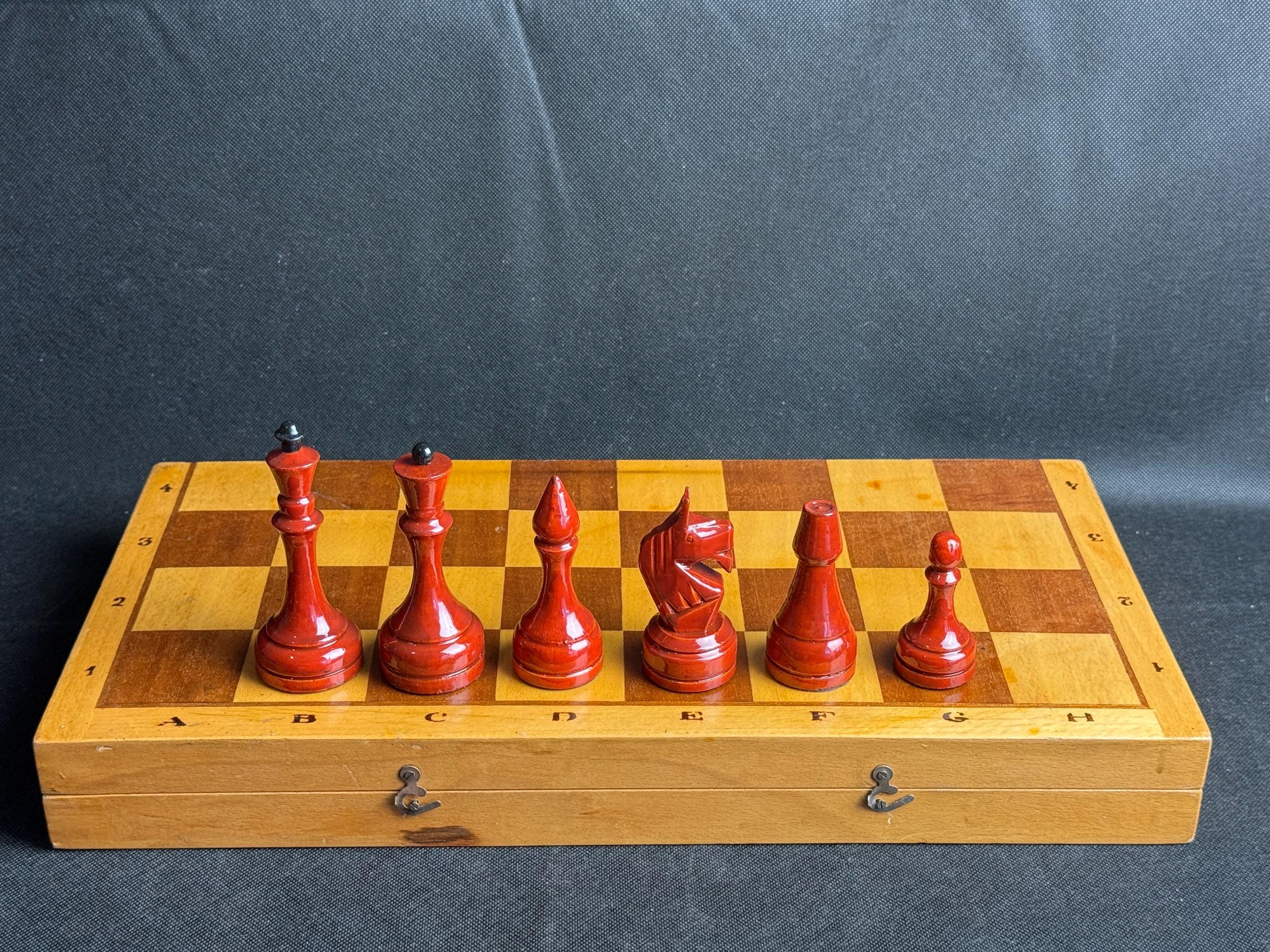 Soviet tournament chess set repainted made of wood in very good