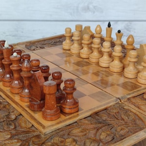 Soviet Handmade Chess Set + Backgammon + Checkers 80s Vintage in Good ...