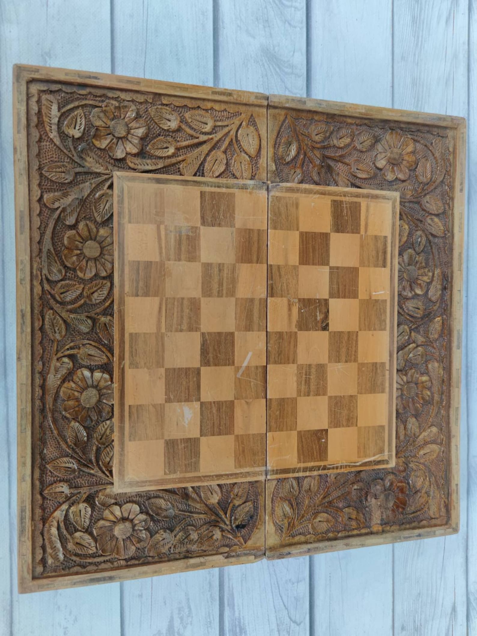 Soviet Handmade Chess Set + Backgammon + Checkers 80s Vintage in Good ...