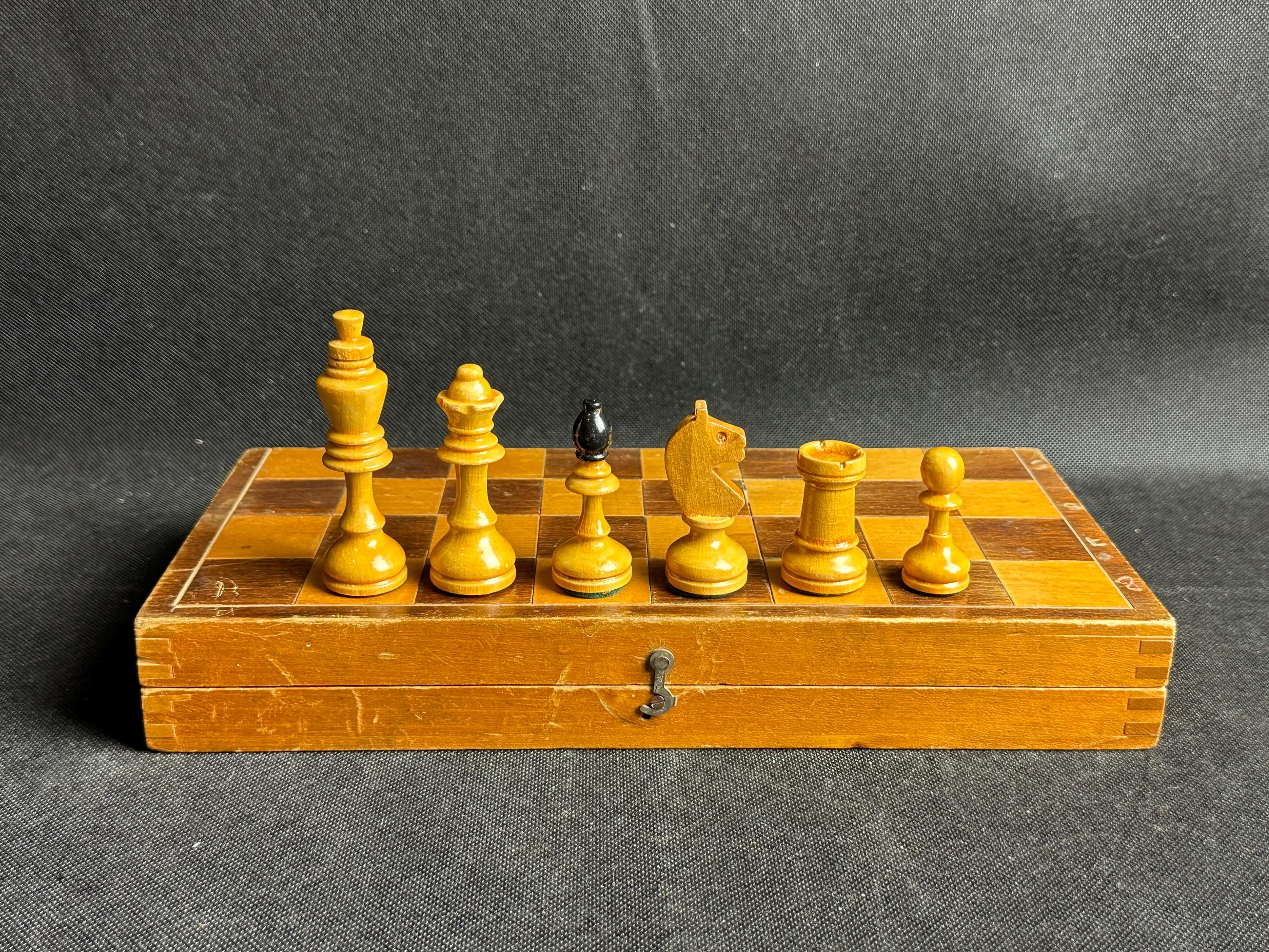 Vintage Germany Wood Chess Set 60s . Great Gift for Mens