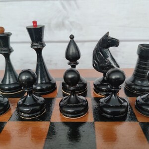 Antique Soviet Wood Chess Set 30s Vintage With Metal Weights. - Etsy