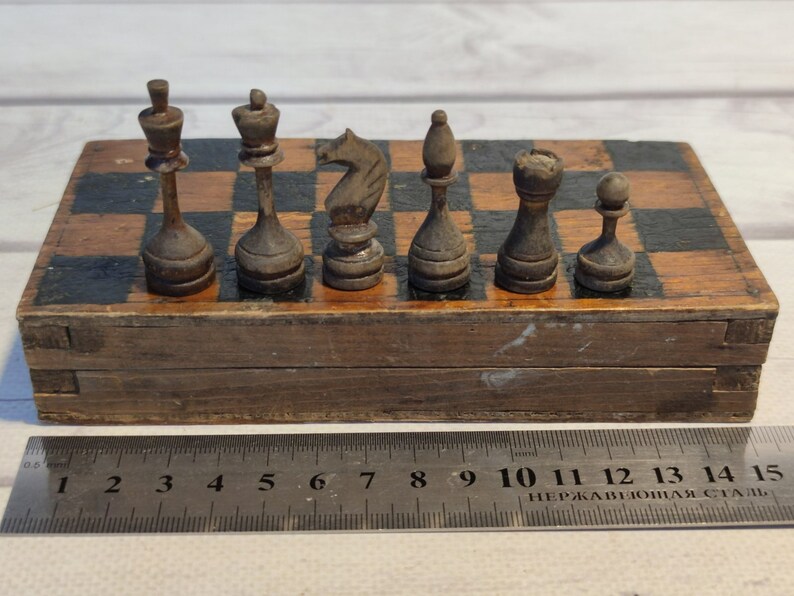 Soviet Wood Pocket Chess Set Near 30s Vintage in Good Etsy