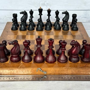 1933 Botvinnik Flohr-I Soviet Golden Rosewood Chess Pieces