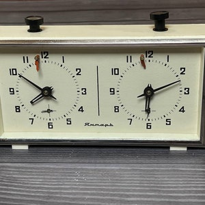 Clock (amber) USSR CHESS Tournament clock. Russia Jantar. Mechanical clock. Great gift for mens, chess lovers and collectors!