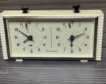 Clock (amber) USSR CHESS Tournament clock. Russia Jantar. Mechanical clock. Great gift for mens, chess lovers and collectors!