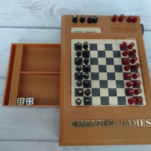 Road chess set 80s vintage, made in Hong Kong. Great gift for mens, chess lovers and collectors!