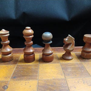 Wood chessmen 40s vintage made in Germany Chess set with Chess board Made in Germany Chess gift Vintage chessmen