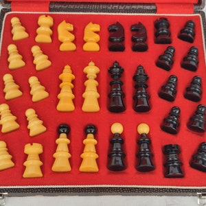 OFFICIAL Chess Federation of Canada Chess Set with Vinyl Mat in Tube -  Vintage