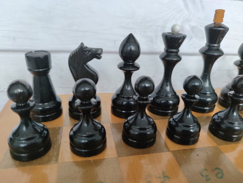 Soviet Chess Set Made of Wood 70s Vintage in Good Condition - Etsy