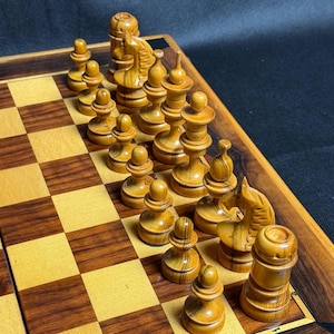 Ukraine handmade chess set 70s in great good condition with wooden beautiful chess board. Great chess gift!