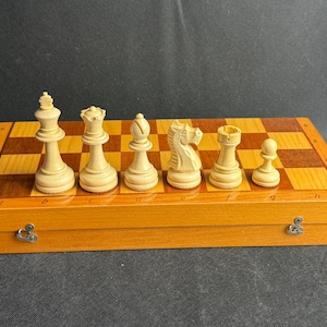 Ukrainian handmade chess set with weights 90s vintage in very good condition. Great gift for mens, chess lovers and collectors!
