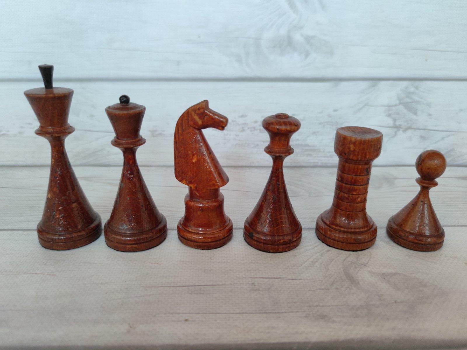 Soviet wooden chess set small - 30x30 cm chessboard vintage - Inspire Uplift