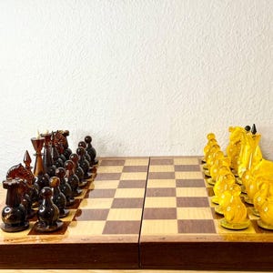 Retro chess set Kaliningrad. Gift Ambroid chess set USSR in very good condition. Great chess gift for chess lovers and collectors.