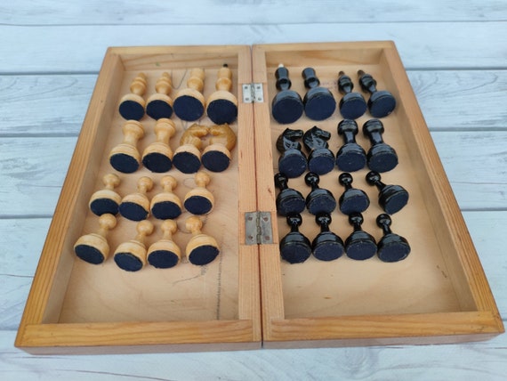 A Beautiful Soviet Wooden Chess Set Dedicated to the 1980 Moscow