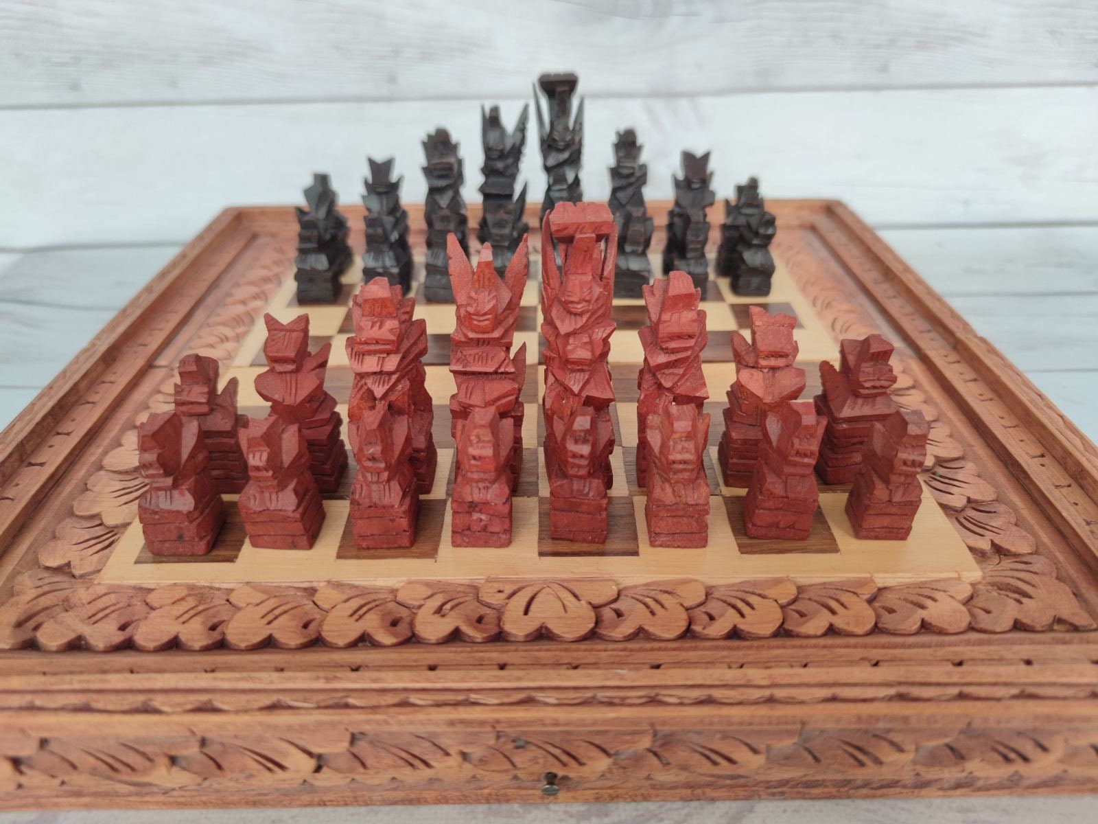 Hand Carved octagon Board and Court Style Chess Set – From Bali to Us