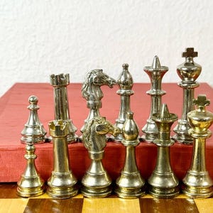 German chess set made of metal in original box in very good condition approximately 70s vintage.