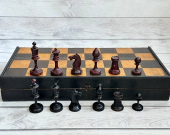 Soviet chess set Smyslov variation without weights 20s vintage in very good condition. Great gift for mens and collectors.