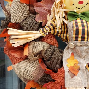 Scarecrow Burlap Fall Wreath image 2