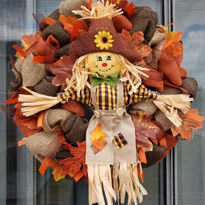 Scarecrow Burlap Fall Wreath image 1