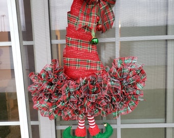 Red & Green Plaid Elf Hat