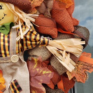 Scarecrow Burlap Fall Wreath image 3